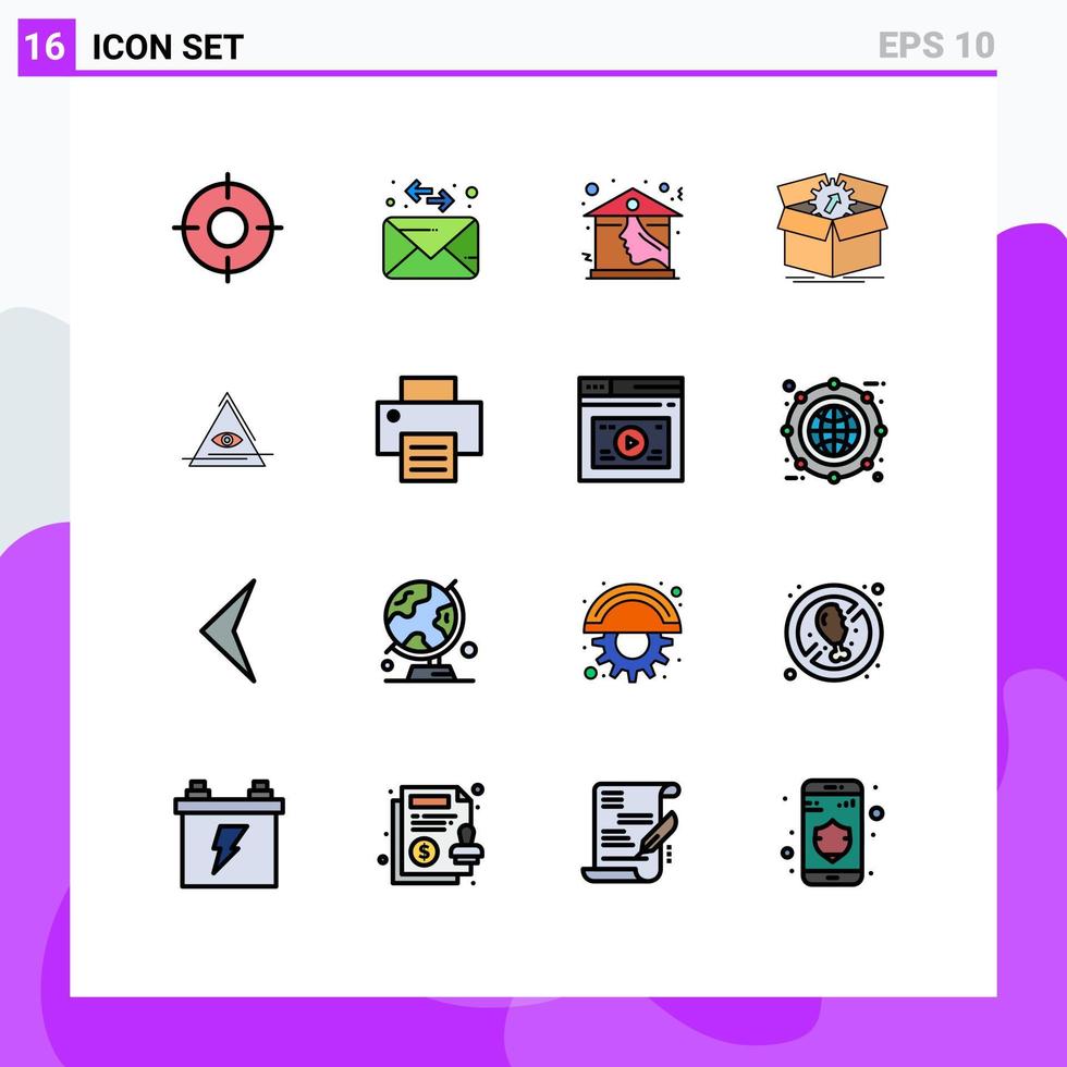 16 universell platt Färg fylld linje tecken symboler av öga framsteg Hem produktivitet ladda upp redigerbar kreativ vektor design element