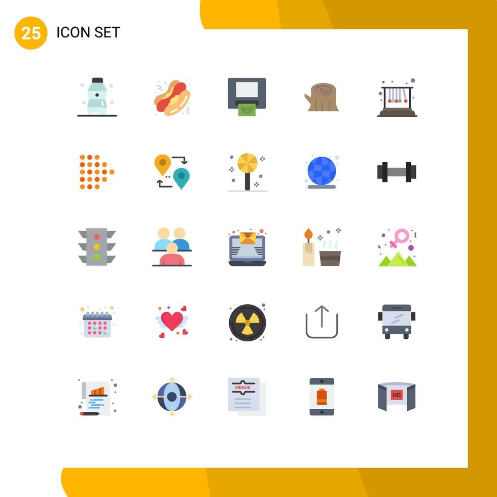 25 användare gränssnitt platt Färg packa av modern tecken och symboler av skola pendel kontanter rörelse trä- redigerbar vektor design element