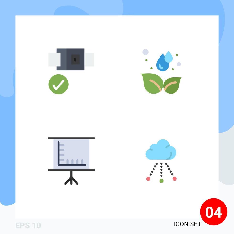 redigerbar vektor linje packa av 4 enkel platt ikoner av bälte utbildning jord blad förbindelse redigerbar vektor design element