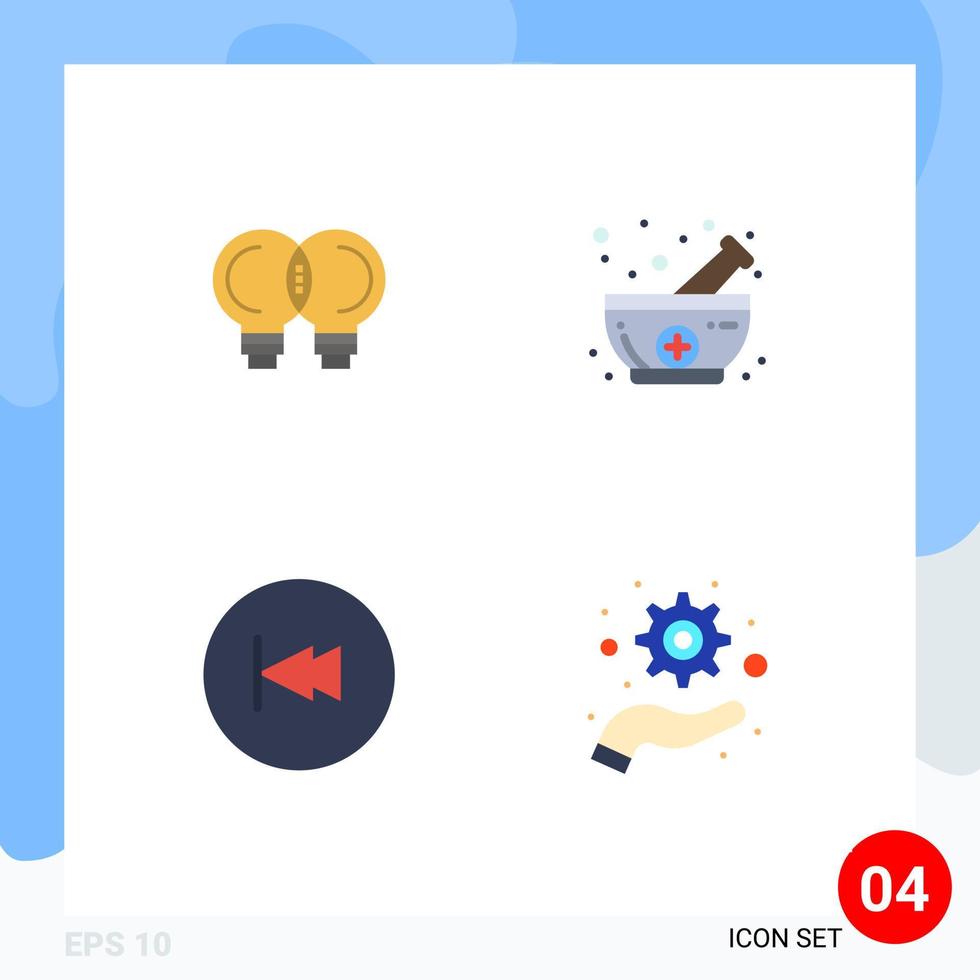 4 flaches Icon-Konzept für mobile Websites und Apps Idee zurück Denken Medizin Multimedia editierbare Vektordesign-Elemente vektor