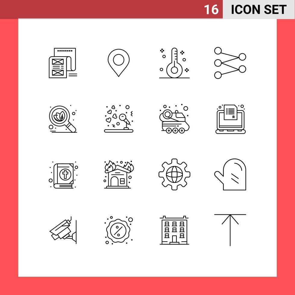 modern uppsättning av 16 konturer och symboler sådan som organisk vetenskap värld figur hälsa redigerbar vektor design element