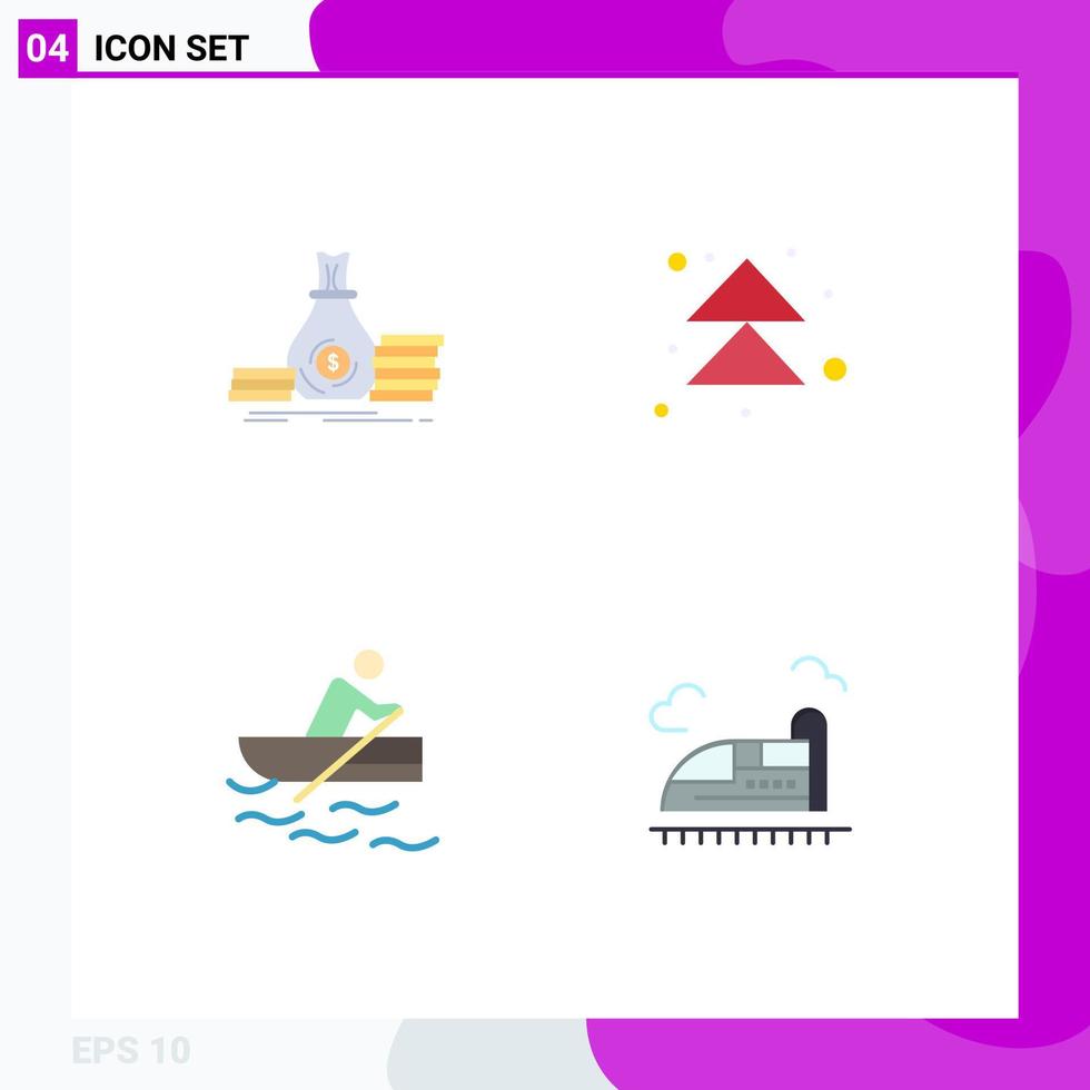 modern uppsättning av 4 platt ikoner och symboler sådan som ackumulation båt lån framåt- Träning redigerbar vektor design element