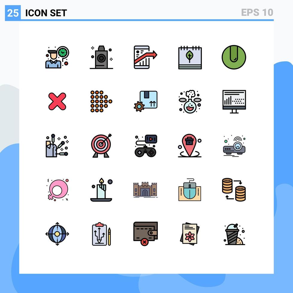 grupp av 25 fylld linje platt färger tecken och symboler för säsong falla pil kalender smartphone redigerbar vektor design element