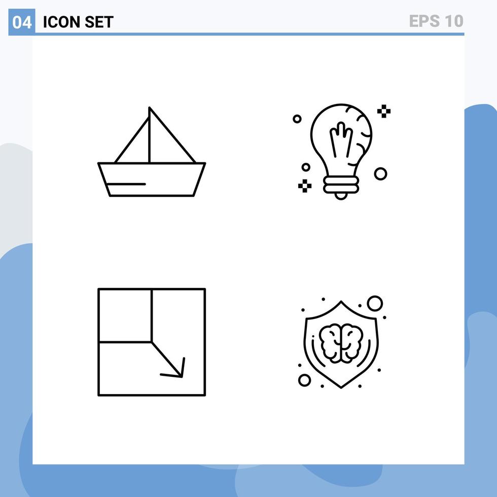 4 kreative Symbole, moderne Zeichen und Symbole von Booten, leichten Fahrzeugen, Lampenlayout, editierbare Vektordesign-Elemente vektor