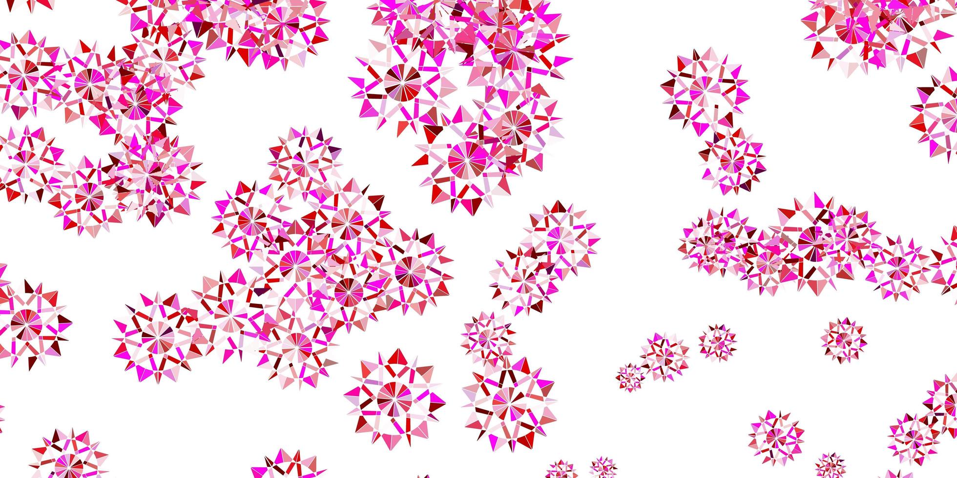 hellviolettes, rosa Layout mit schönen Schneeflocken. vektor