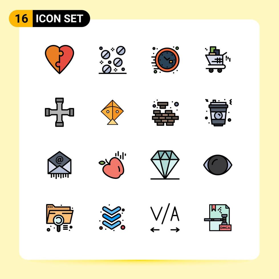 uppsättning av 16 modern ui ikoner symboler tecken för transport korsa rycka tid konstruktion och verktyg seo redigerbar kreativ vektor design element