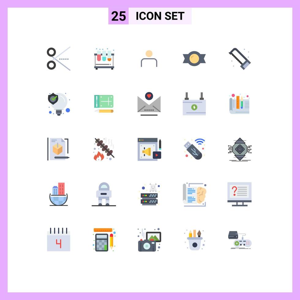 25 universelle flache Farbzeichen Symbole von bearbeitbaren Vektordesign-Elementen für das Benutzerprofil des süßen Bonbon-Labors vektor