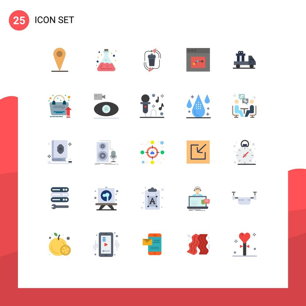 uppsättning av 25 modern ui ikoner symboler tecken för leverans gränssnitt avfall kommunikation återvinna redigerbar vektor design element