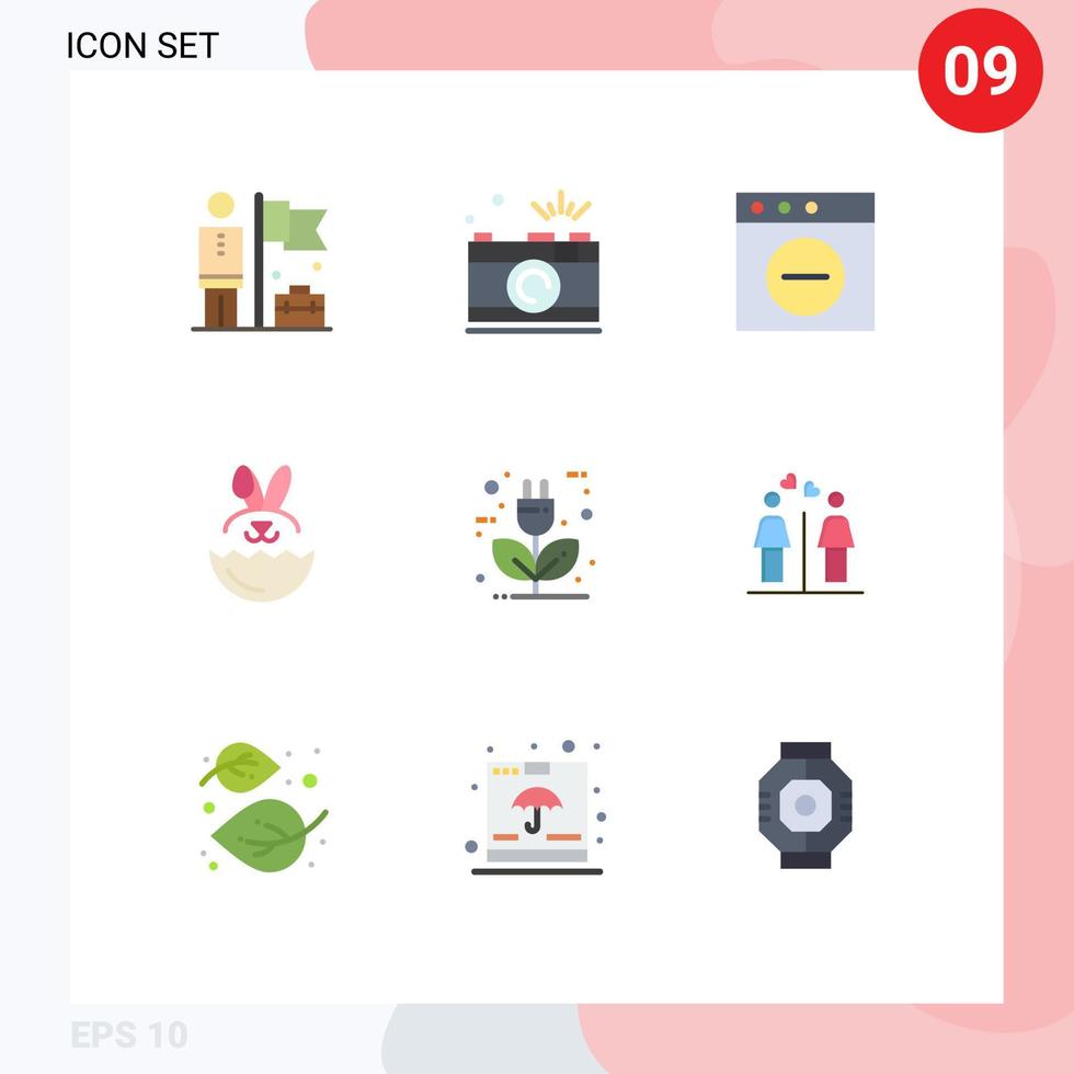 9 universell platt Färg tecken symboler av eco bil fånga påsk ägg redigerbar vektor design element