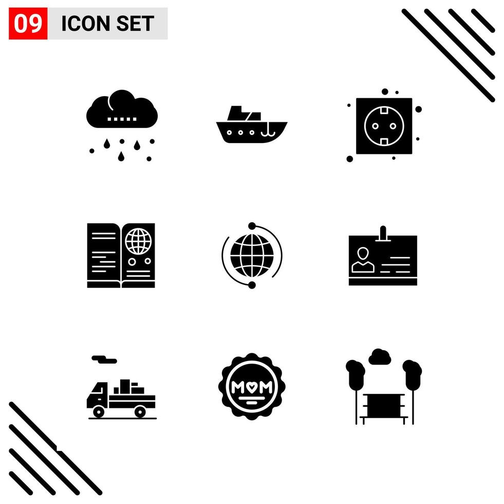 pixel perfekt uppsättning av 9 fast ikoner glyf ikon uppsättning för webbplats design och mobil tillämpningar gränssnitt kreativ svart ikon vektor bakgrund