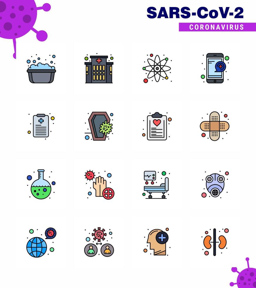coronavirus medvetenhet ikoner 16 platt Färg fylld linje ikon korona virus influensa relaterad sådan som Rapportera hälsa Diagram laboratorium service uppkopplad viral coronavirus 2019 nov sjukdom vektor design element