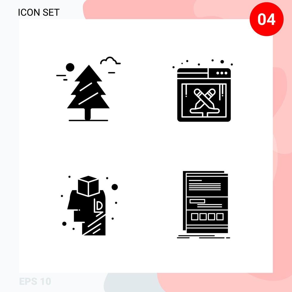 Vektorpaket mit 4 Symbolen im soliden Stil kreatives Glyphenpaket isoliert auf weißem Hintergrund für Web und mobile kreative schwarze Symbolvektorhintergrund vektor