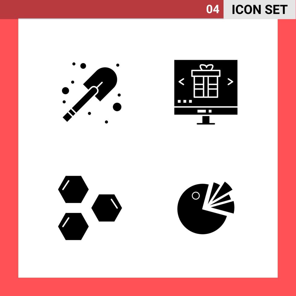Glyphensymbole im soliden Stil mit 4 Symbolen auf weißem Hintergrund Einfache Zeichen für die allgemeine Gestaltung eines kreativen schwarzen Symbolvektorhintergrunds vektor