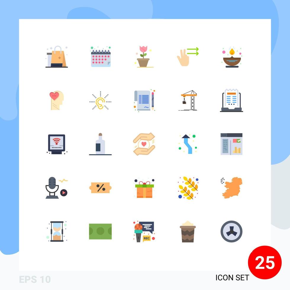 25 universell platt färger uppsättning för webb och mobil tillämpningar flamma rätt tid gest vår redigerbar vektor design element
