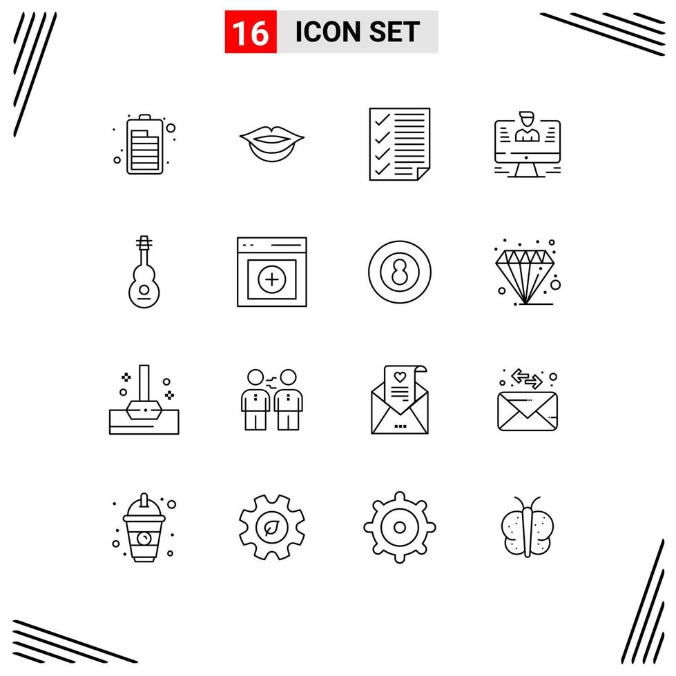 16 kreativ ikoner modern tecken och symboler av musik audio sida profil data redigerbar vektor design element