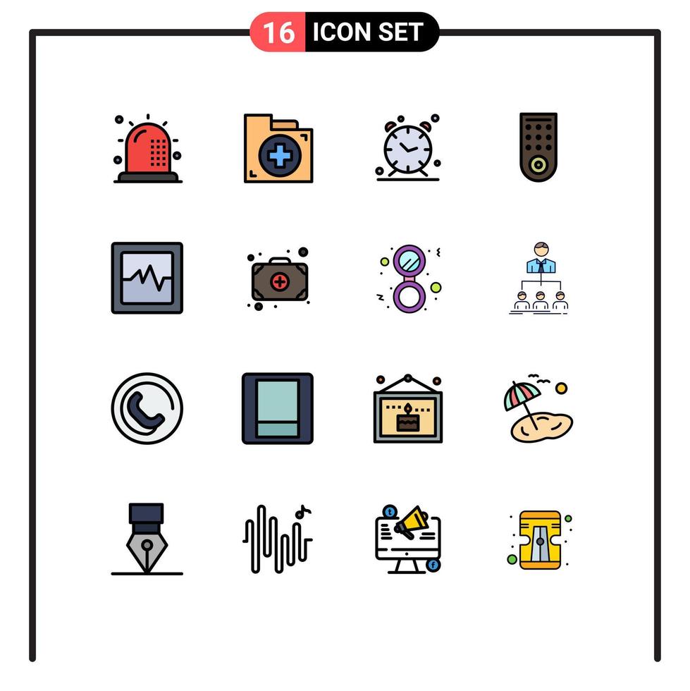 Stock-Vektor-Icon-Pack mit 16 Zeilenzeichen und Symbolen für Analytics Remote First Control Time editierbare kreative Vektordesign-Elemente vektor