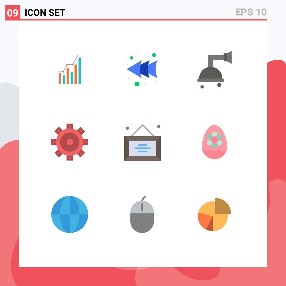 mobile schnittstelle flacher farbsatz von 9 piktogrammen der schreibtischeinstellung linke gebäudedusche editierbare vektordesignelemente vektor