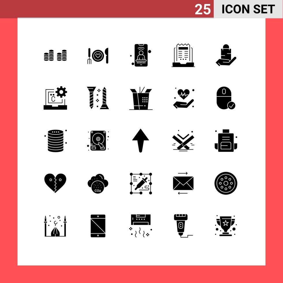 uppsättning av 25 modern ui ikoner symboler tecken för väska nyhetsbrev mobil Nyheter företag redigerbar vektor design element