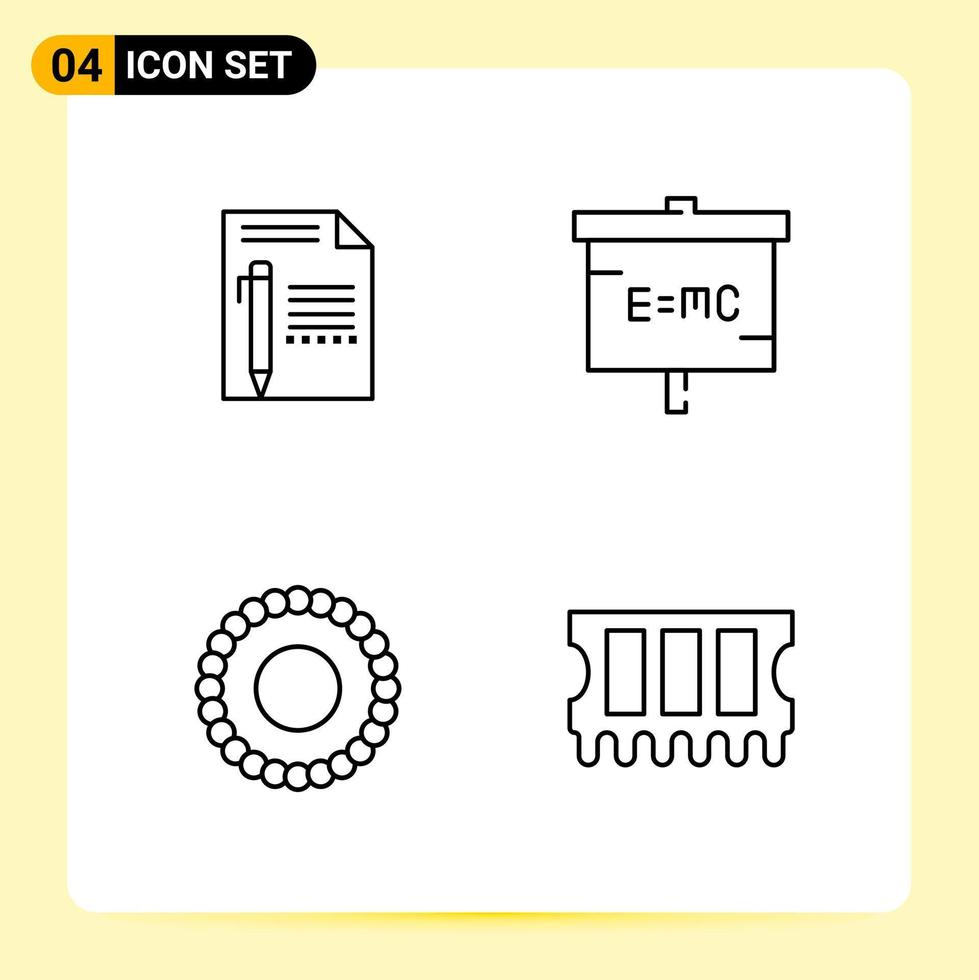 4 kreativ ikoner för modern hemsida design och mottaglig mobil appar 4 översikt symboler tecken på vit bakgrund 4 ikon packa kreativ svart ikon vektor bakgrund