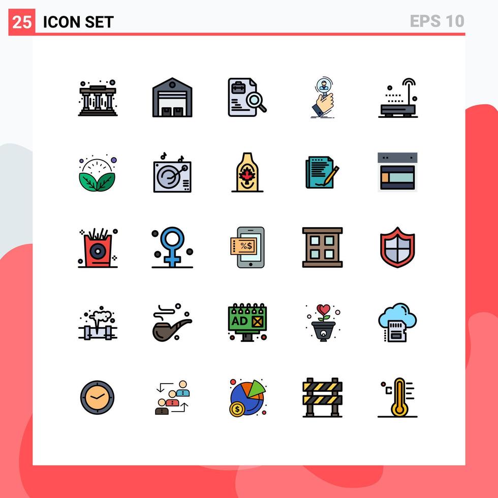 modern uppsättning av 25 fylld linje platt färger pictograph av enheter mänsklig resurs arbetstagare hitta rekrytering redigerbar vektor design element