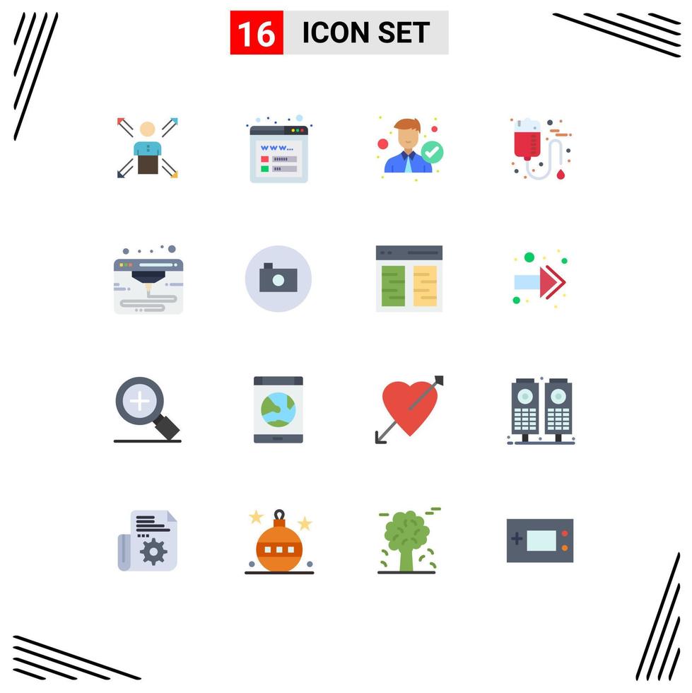 Stock Vector Icon Pack mit 16 Zeilenzeichen und Symbolen für medizinische Tasche SEO Right Man editierbare Packung kreativer Vektordesign-Elemente