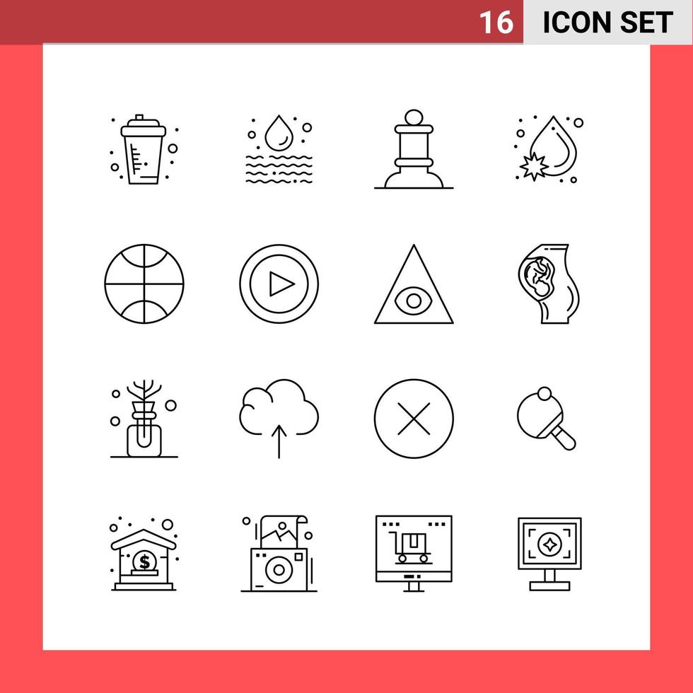 16 Icon Pack Line Style Umrisssymbole auf weißem Hintergrund einfache Zeichen für die allgemeine Gestaltung kreativer schwarzer Icon-Vektor-Hintergrund vektor