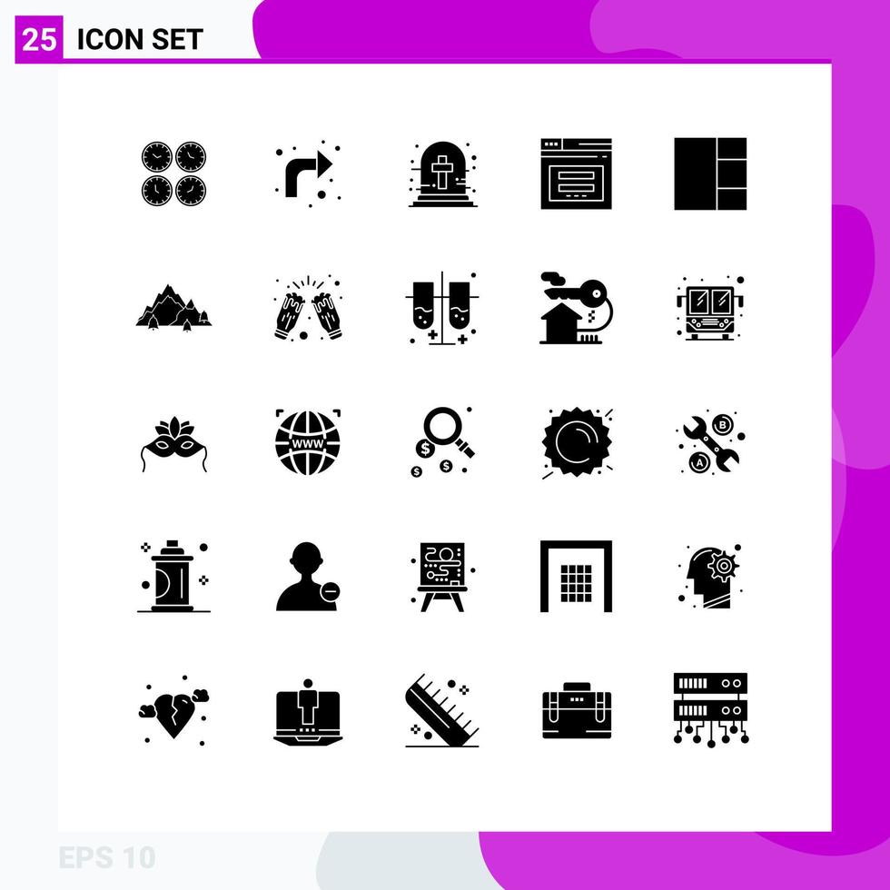 universell ikon symboler grupp av 25 modern fast glyfer av webb sida ladda om grav halloween korsa redigerbar vektor design element