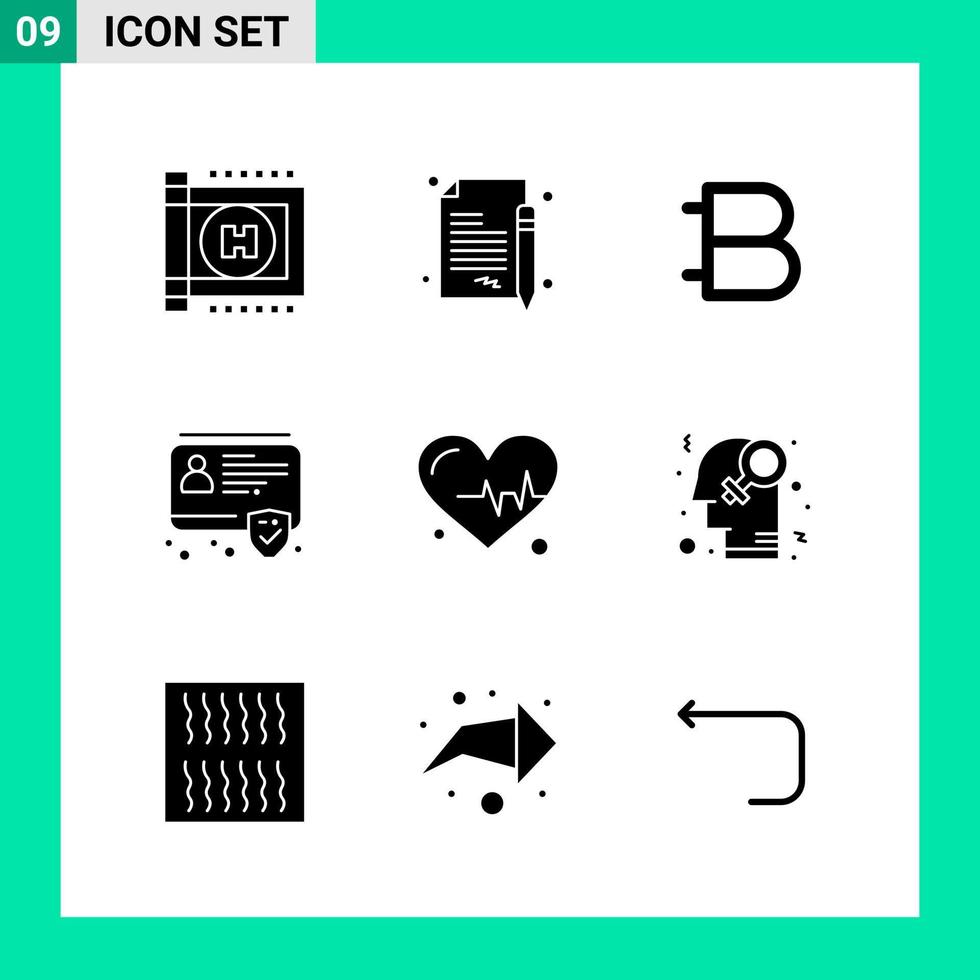 Packung mit 9 Solid Style Icon Set Glyphen-Symbolen für den Druck kreative Zeichen isoliert auf weißem Hintergrund 9 Icon Set kreativer schwarzer Icon-Vektor-Hintergrund vektor