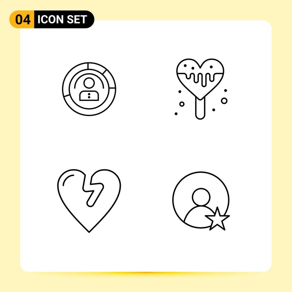 Satz von 4 Vektor-Filledline-Flachfarben auf Raster für Diagramm-Süßigkeiten Menschen Benutzerinfarkt editierbare Vektordesign-Elemente vektor