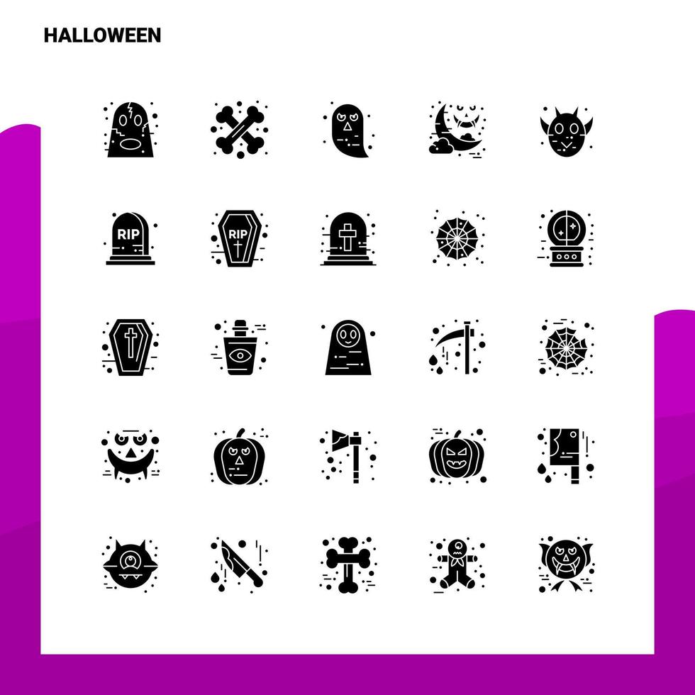 25 Halloween-Icon-Set solide Glyph-Icon-Vektor-Illustrationsvorlage für Web- und mobile Ideen für Unternehmen vektor