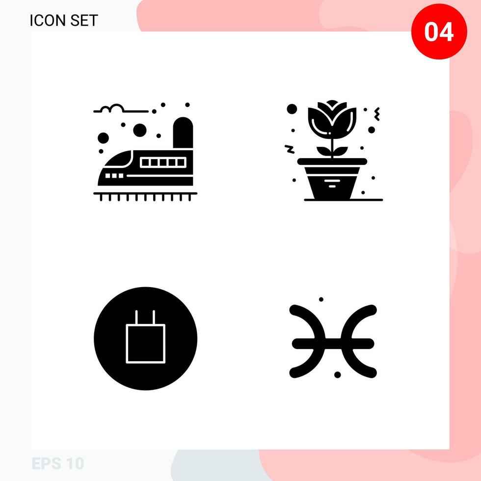 Vektorpaket mit 4 Symbolen im soliden Stil kreatives Glyphenpaket isoliert auf weißem Hintergrund für Web und mobile kreative schwarze Symbolvektorhintergrund vektor