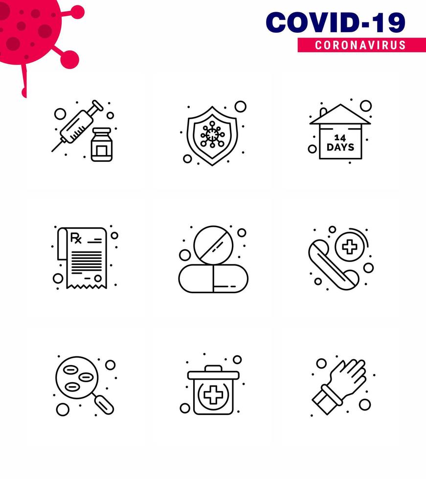 25 Coronavirus-Notfall-Iconset-blaues Design wie Medizinkapsel-Risiko-rx-Apotheke virales Coronavirus 2019nov-Krankheitsvektor-Designelemente vektor