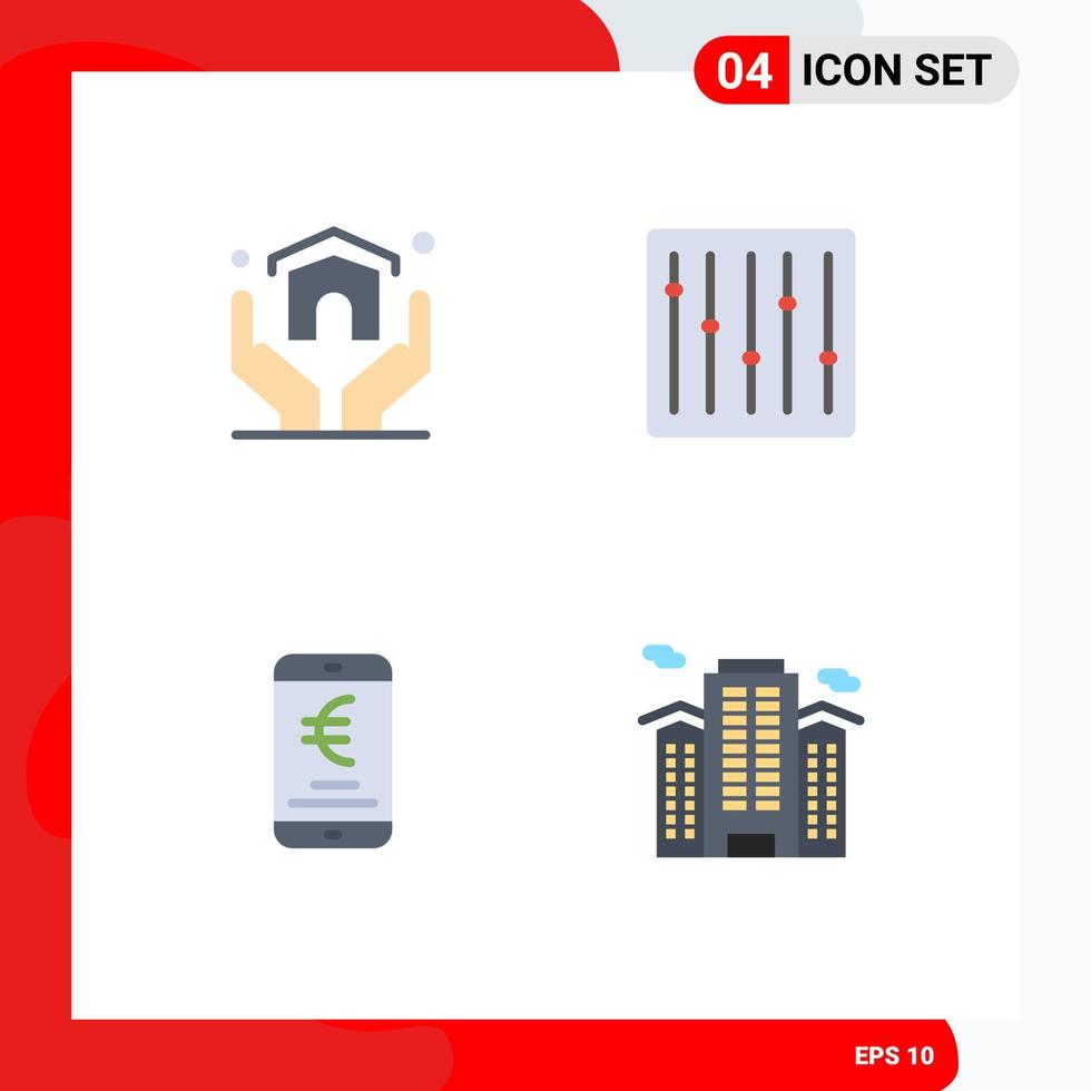 uppsättning av 4 modern ui ikoner symboler tecken för egendom betalning försäkring dj uppkopplad redigerbar vektor design element