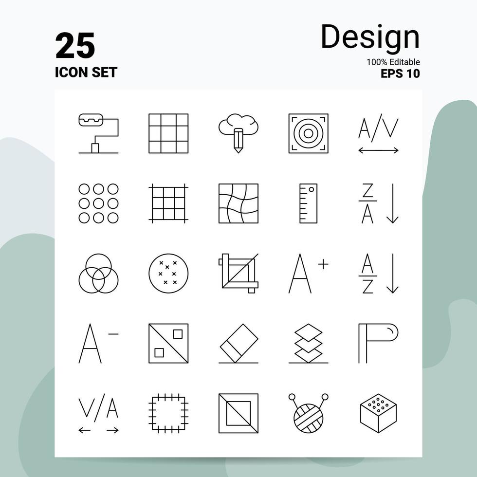 25 Design-Icon-Set 100 bearbeitbare Eps 10 Dateien Business-Logo-Konzept-Ideen-Line-Icon-Design vektor
