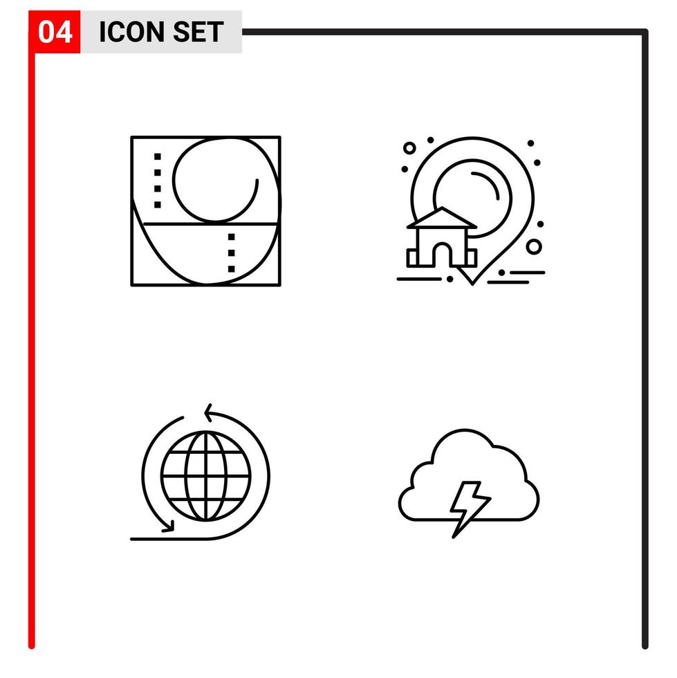 4 allmän ikoner för hemsida design skriva ut och mobil appar 4 översikt symboler tecken isolerat på vit bakgrund 4 ikon packa kreativ svart ikon vektor bakgrund