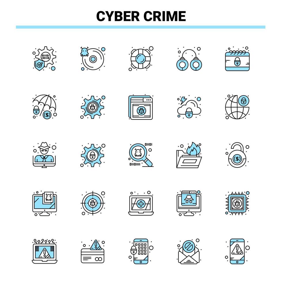 25 schwarz-blaues Icon-Set für Cyber-Kriminalität kreatives Icon-Design und Logo-Vorlage kreativer schwarzer Icon-Vektor-Hintergrund vektor