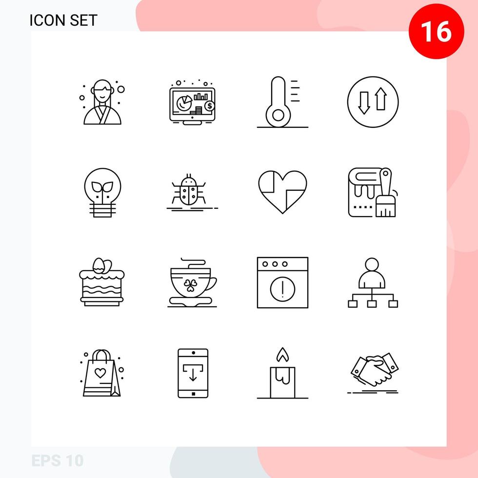 modern uppsättning av 16 konturer pictograph av ljus aning jul eco strömning redigerbar vektor design element