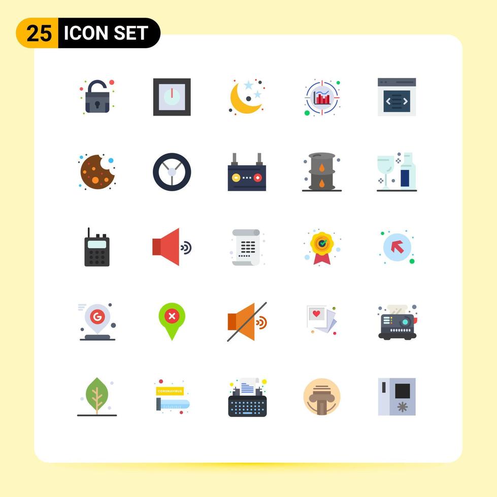 Stock Vector Icon Pack mit 25 Zeilenzeichen und Symbolen für Slider-Kommunikation Moon Information Analytics editierbare Vektordesign-Elemente