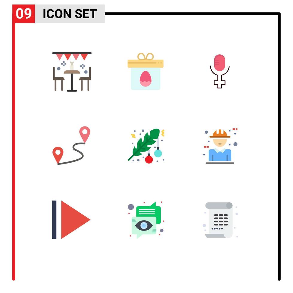 moderner satz von 9 flachen farben piktogramm von punkt weihnachten ostern kugelstift editierbare vektorgestaltungselemente vektor