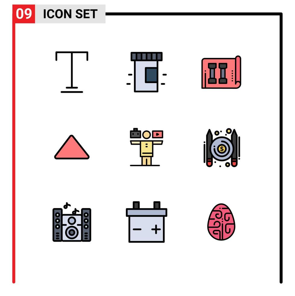 uppsättning av 9 modern ui ikoner symboler tecken för arbete liv lager balans spela redigerbar vektor design element