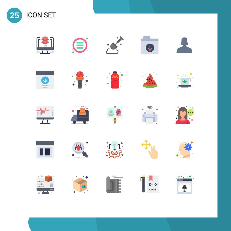 25 universelle flache Farben für Web- und mobile Anwendungen Frauen-Avatar-Optionsordner Download editierbare Vektordesign-Elemente vektor