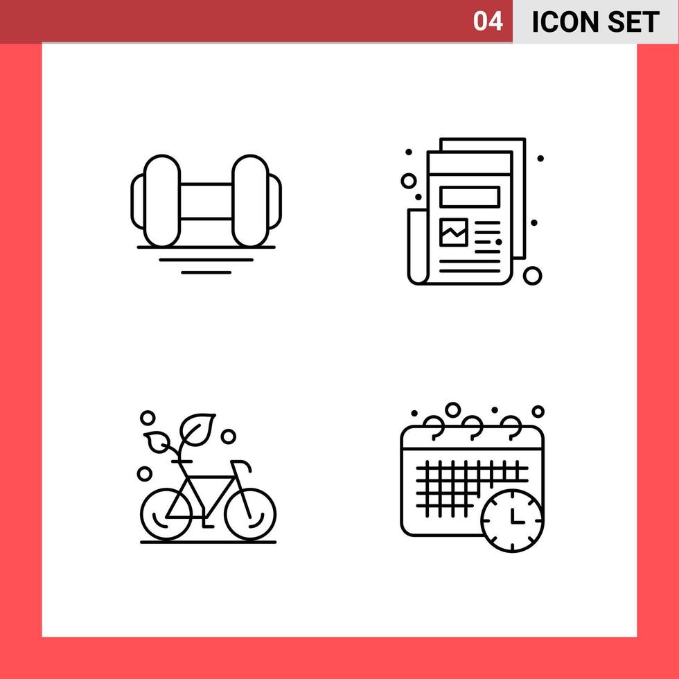 4 Icon Pack Line Style Umrisssymbole auf weißem Hintergrund einfache Zeichen für die allgemeine Gestaltung kreativer schwarzer Icon-Vektor-Hintergrund vektor