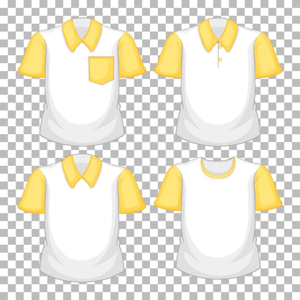 uppsättning olika skjortor med gula ärmar isolerad på transparent bakgrund vektor