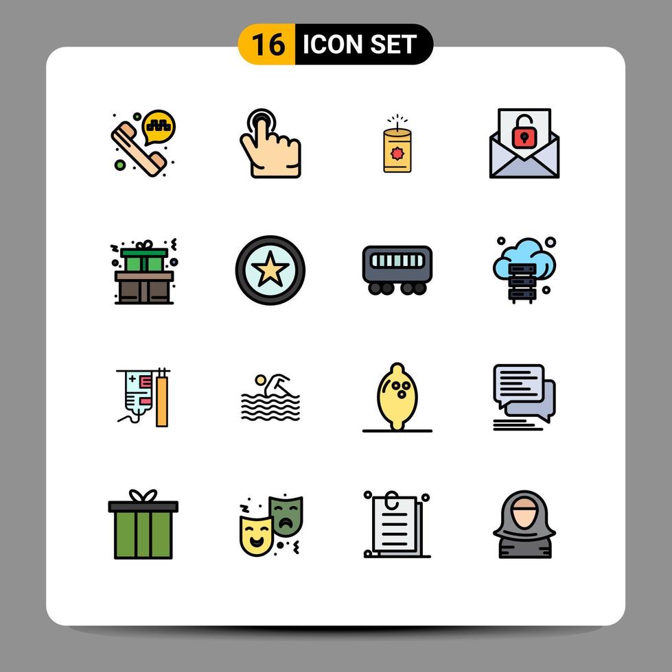 uppsättning av 16 modern ui ikoner symboler tecken för stjärna närvarande kinesisk gåva låsa upp redigerbar kreativ vektor design element