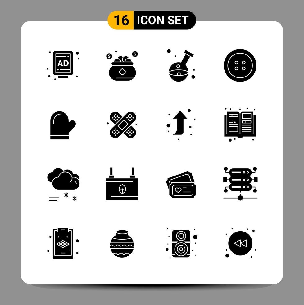 16 schwarze Symbolpaket-Glyphensymbole Zeichen für ansprechende Designs auf weißem Hintergrund 16 Symbole setzen kreativen schwarzen Symbolvektorhintergrund vektor