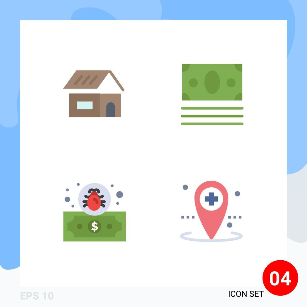 redigerbar vektor linje packa av 4 enkel platt ikoner av byggnad betalning Hem uppkopplad sjukvård redigerbar vektor design element