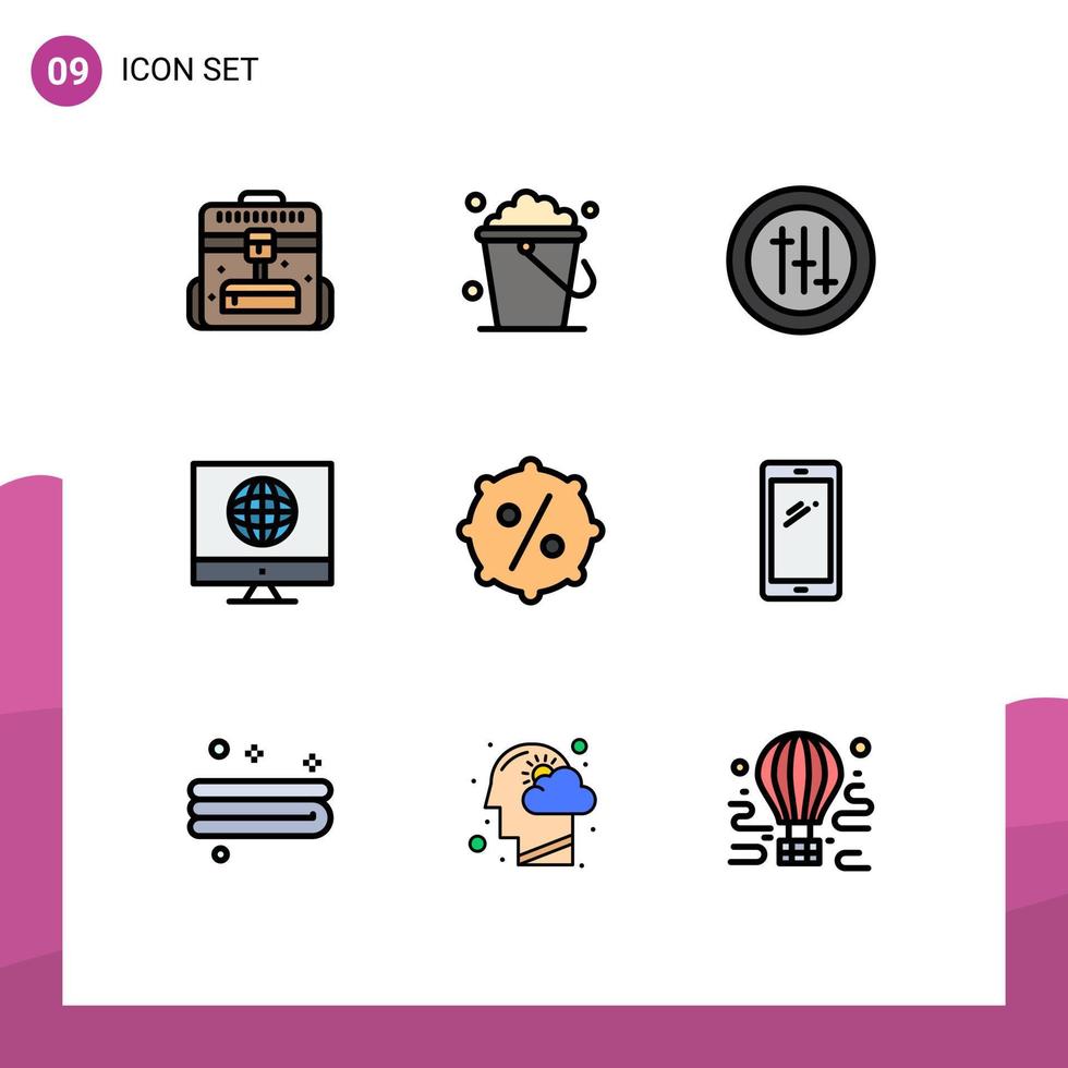 Satz von 9 Vektor-Filledline-Flachfarben auf Raster zum Verkauf Rabattoptionen Web-Medien editierbare Vektordesign-Elemente vektor