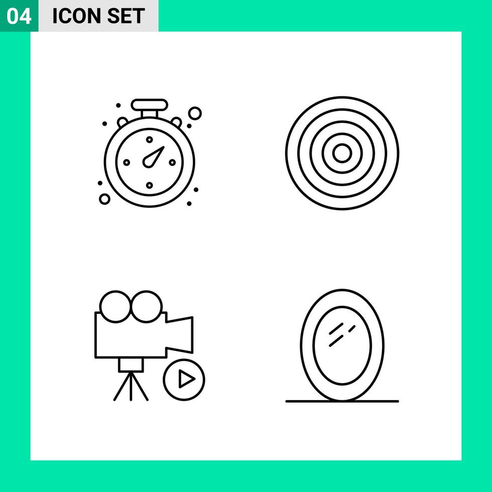 Packung mit 4 Linienstil-Icon-Set Gliederungssymbolen für den Druck kreative Zeichen isoliert auf weißem Hintergrund 4-Icon-Set kreativer schwarzer Icon-Vektor-Hintergrund vektor