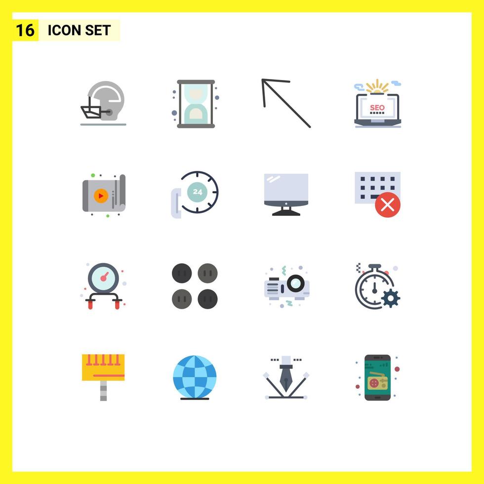 16 tematiska vektor platt färger och redigerbar symboler av teknologi app vänster webb miljö redigerbar packa av kreativ vektor design element