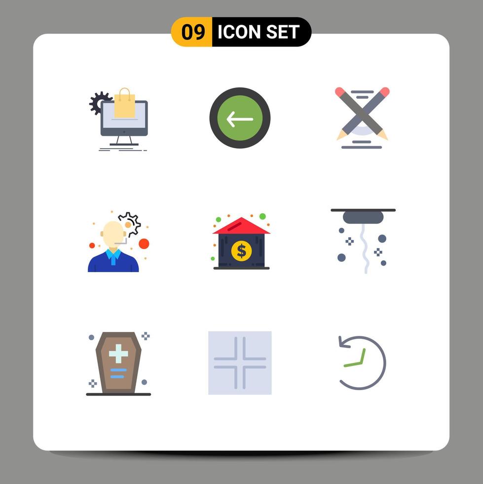 9 universelle flache Farben für Web- und mobile Anwendungen Hausverwaltungs-Schnittstellenausrüstung schreiben bearbeitbare Vektordesign-Elemente vektor